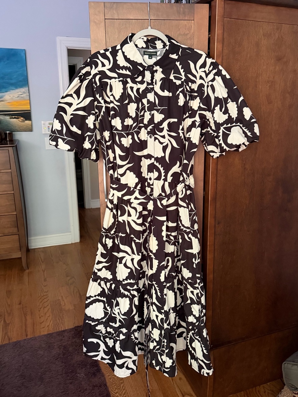Meadow Rhodes Tiered Button Floral Belted Dress